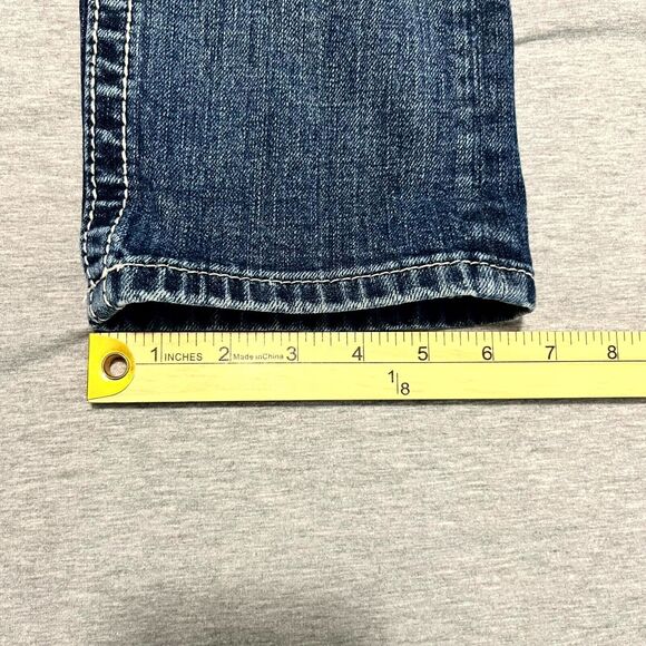 Miss Me Women Jeans 26x22 Blue Low-Rise Fleur-de-Lis Pockets Stretch Denim Capri - Picture 10 of 11